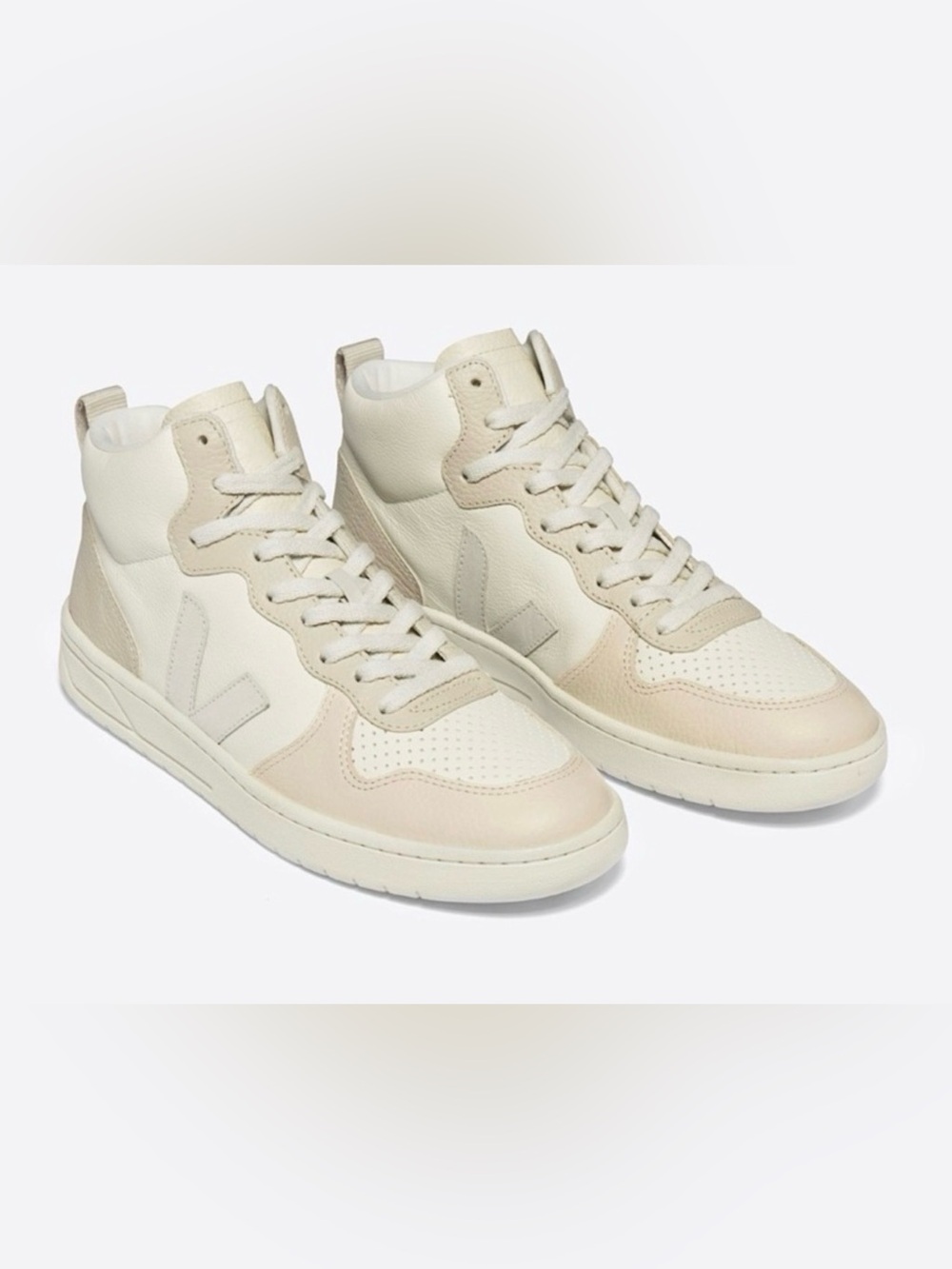 Veja V-15 LEATHER CASHEW PIERRE MULTICO High-Top Sneakers - Cream & Beige